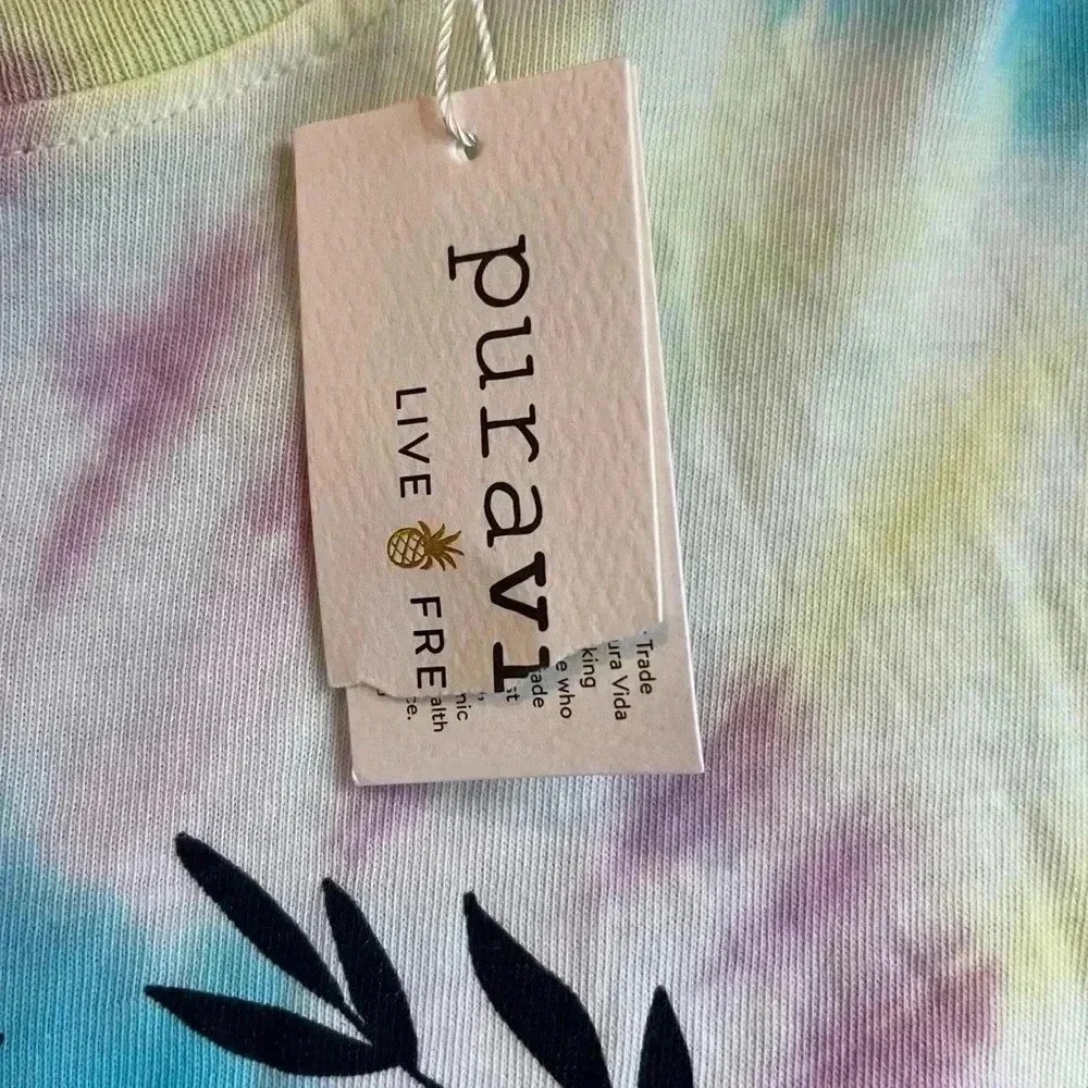 Pura Vida Dreamer‎ Tie Dye Cropped Long Sleeve Tee Pastel Celestial Small Petite - Picture 2 of 4